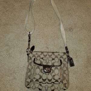 Coach Signature Brown Turnlock Crossbody Purse